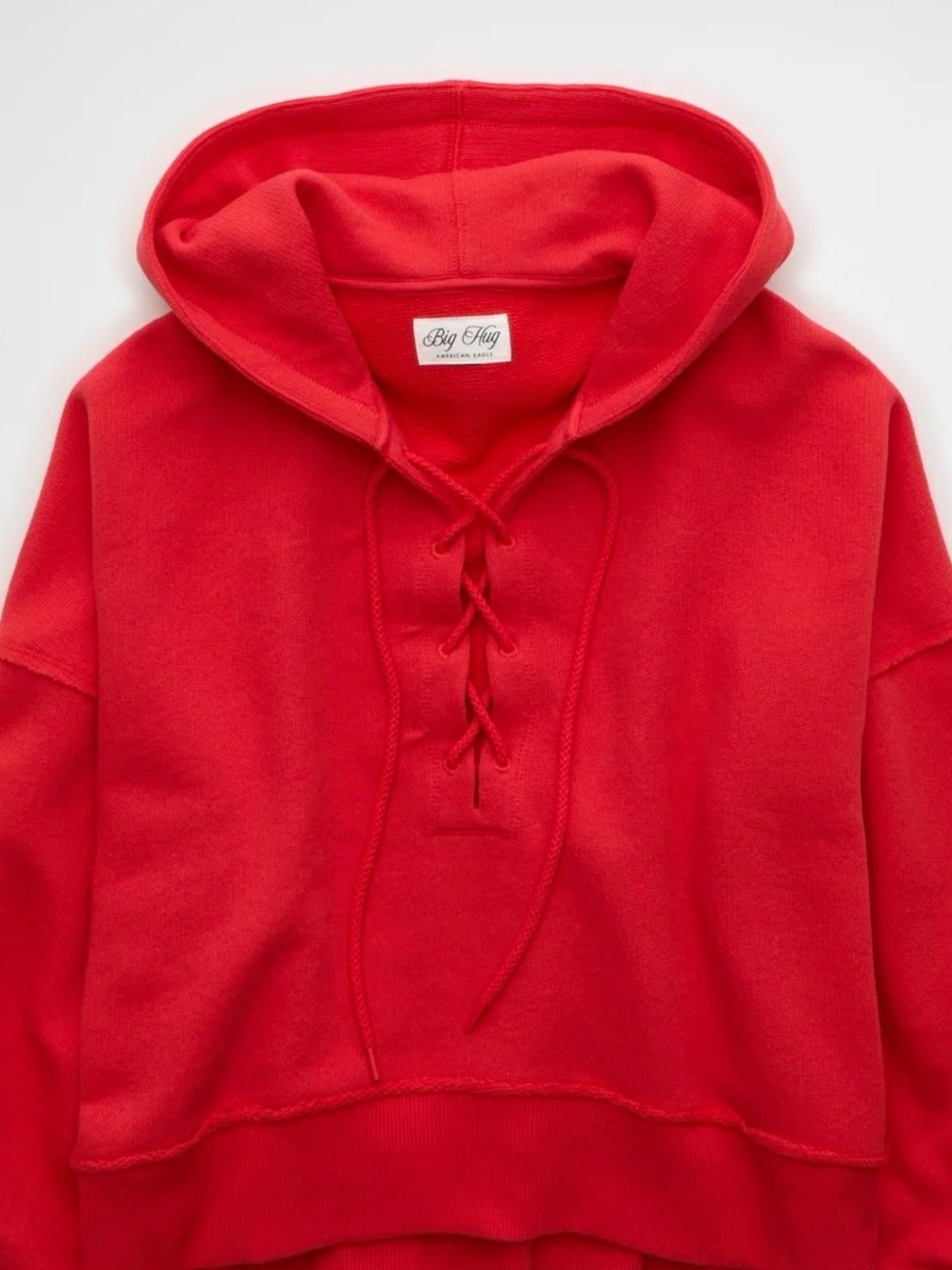 AE Big Hug Lace-Up Hoodie (Cherry Tart)